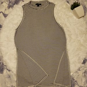 White and black stripes long top